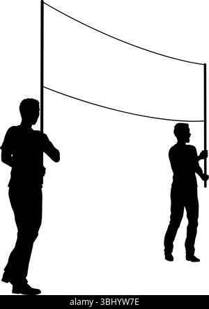 Banner Silhouette protestiert beim Marsch-Rally-Streik Stock Vektor