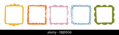 Farbenfrohe Handgezeichnete Quadratische Rahmen-Kollektion Stock Vektor