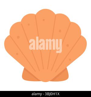 Einfache flache orange Muschelschale Illustration im Vektorstil perfekt für Meeresstrand und Natur Design Stock Vektor