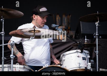 Trondheim, Norwegen. Juni 2025. Die norwegische Punkband The Good the Bad and the Zugly gibt ein Live-Konzert während des norwegischen Musikfestivals Neon Festival 2025 in Trondheim. Stockfoto