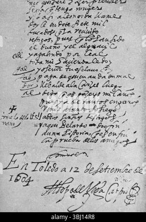 Signatur des spanischen Dramatikers, Dichters und Schriftstellers Félix Lope de Vega y Carpio Stockfoto