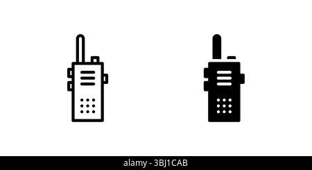 Walkie Talkie Symbolset. Ein schwarzes Symbol eines Walkie-Talkies, das Funkgerät darstellt. Stock Vektor