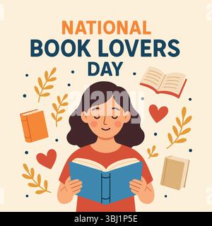 Happy Book Lovers Day Celebration Stock Vektor