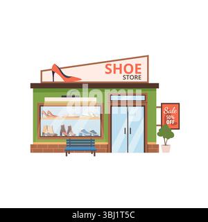 Fashion Shoe Boutique, Außenansicht Stock Vektor