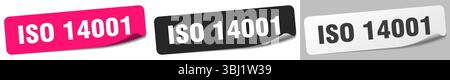 Aufkleber nach iso 14001. iso 14001-Aufkleber isoliert auf weißem Hintergrund Stock Vektor
