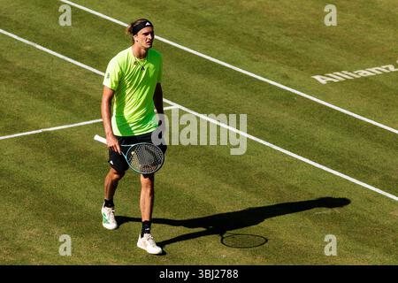 Stuttgart, Deutschland. Juni 2025. Alexander Zverev (GER) im Match gegen Corentin Moutet (FRA) BOSS OPEN ATP250; Stuttgart, Tennisclub Weissenhof am 12.06.2025 Credit: dpa/Alamy Live News Stockfoto