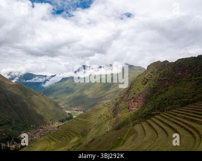 Pisac ist ein archäologischer Komplex, einer der wichtigsten und besuchten im Heiligen Tal der Inkas in Cusco, Peru Stockfoto
