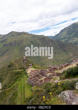 Pisac ist ein archäologischer Komplex, einer der wichtigsten und besuchten im Heiligen Tal der Inkas in Cusco, Peru Stockfoto