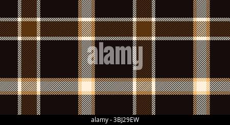 Nahtloses Karomuster in Schwarz, Braun und Creme mit diagonalen Streifen. Geometrisches kariertes Design für Stoff, Tapeten oder digitale Hintergründe. Stock Vektor