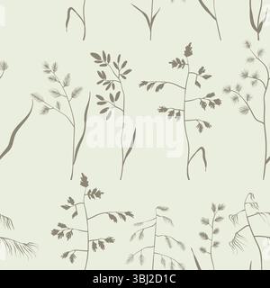 Nahtloses Blumenmuster mit handgezeichneten exotischen Blättern in Farbe. Niedlicher Herbsthintergrund. Wildblumenzweige. Moderne Kompositionen. Mode Vektor-Illustration für Stock Vektor