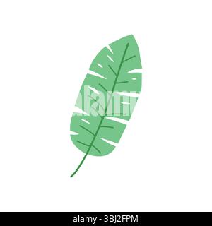 Bananenblatt Süßer Tropischer Doodle Stock Vektor
