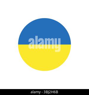 Vektor flache runde ukrainische Flagge isoliert auf weißem Hintergrund Stock Vektor