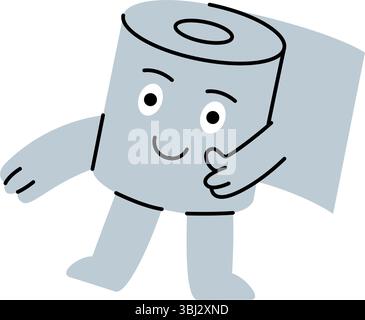 Fröhlicher Toilettenpapiercharakter, der mit einem selbstbewussten Lächeln die Daumen nach oben zeigt. Vektorabbildung. Stock Vektor