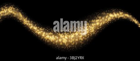 Goldener Halbtonhintergrund, abstrakte glitzernde Punkte Hintergrund, Disco-Textur Design, glänzendes Konfetti Banner. Stock Vektor