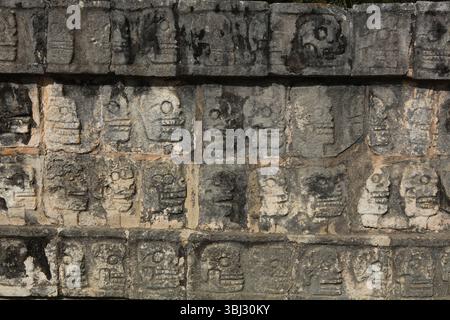 Die Tzompantli oder Schädelplattform in Chichen Itza, Yucatan, Mexiko Stockfoto
