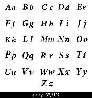 Kursivschrift. Schrägserifenart. Fließender Schriftstil. Vektorkalligraphieblatt. Stock Vektor