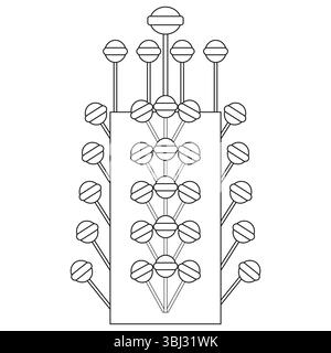 Ein Satz Lutscher mit einem Ständer. Süße Wissenschaftslegende. Stock Vektor