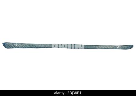 Langer grauer Streifen, Eisenstab, Ständer, Tablett auf weißem Hintergrund Stockfoto