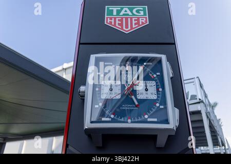 Montreal, Kanada. Mai 2025. Tag Heurer Totem im Padddock während des Formel 1 Pirelli Grand Prix du Canada 2025, Montreal, Quebec, Kanada, vom 12. Bis 15. Juni - Runde 10 von 24 von 2025 F1 World Championship Credit: Alessio de Marco | Avens-Images.com/Alamy Live News Stockfoto