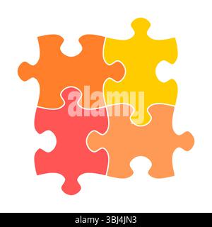 Puzzle Stücke Vektor-Objekt Set. Vier einfache Puzzleteile Illustration. Flaches Design. Stock Vektor