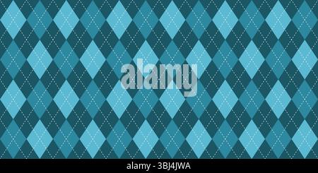 Argyle-Textur. Blaues Argyle-Vektormuster. Nahtloses Design im Retro-Look. Argyle-Hintergrund. Stock Vektor