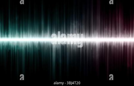 Sound, Audio und Musik. Radio, Sprache und Signalfrequenz. Wellenformmuster, Spur, Schlag, Vibration. Sonic, Amplitude, Tech, digitaler Equaliz Stockfoto