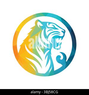 Roaring Tiger Logo Design Vektor Illustration Stock Vektor
