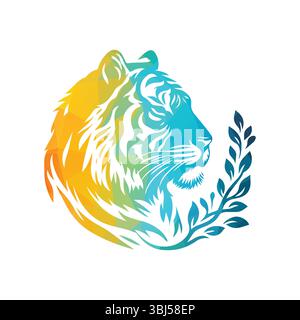 Roaring Tiger Logo Design Vektor Illustration Stock Vektor