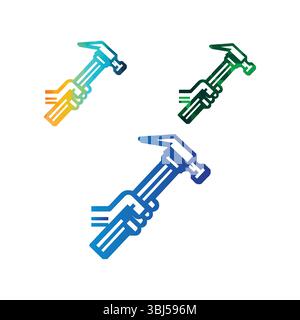 Bunte Hand- und Hammer-Symbole für Bauthemen Stock Vektor