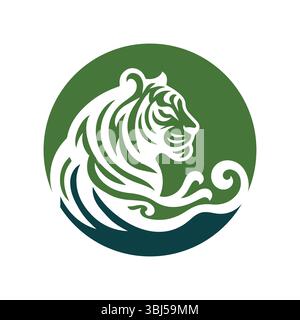 Roaring Tiger Logo Design Vektor Illustration Stock Vektor