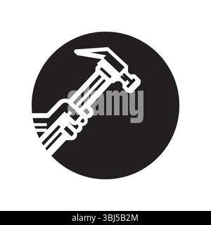 Schwarz-weiß-Symbol für Hammer in der Hand Stock Vektor