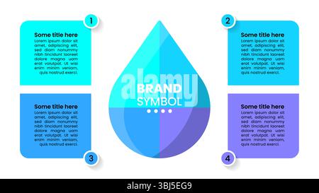 Infografik-Vorlage mit 4 Optionen oder Schritten. Wassertropfen. Kann für Workflow-Layout, Diagramm, Banner und Webdesign verwendet werden. Vektorabbildung Stock Vektor