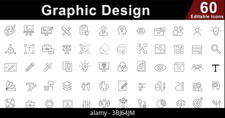 Symbol für grafische Entwurfslinien - Kreativwerkzeuge, Grafik, Zeichnen und Bearbeiten von Symbolen Stock Vektor