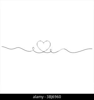 Durchgehende einzeilige Zeichnung der Liebesvektor-Herzform-Illustration Stock Vektor
