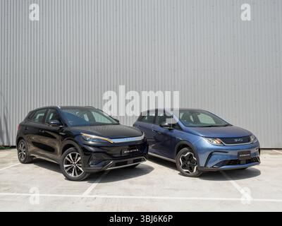 Hongkong, China 8. Mai 2025: BYD ATTO 3 & DOLPHIN Test Drive Day 8. Mai 2025 in Hongkong. Stockfoto