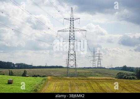 330 kV Freileitung, Litauen Stockfoto