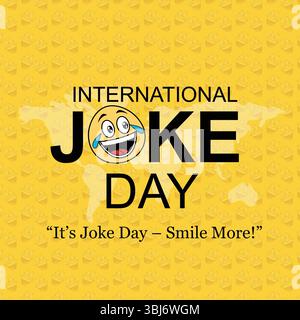 Internationales Poster zum Witz-Tag mit Emoji in Schriftzug Stock Vektor