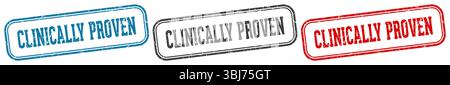 Klinisch bewährter Stempel. Klinisch bewährtes Stempelset auf weißem Hintergrund Stock Vektor