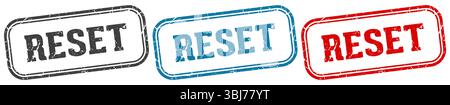 Stempel zurücksetzen. Setzen Sie den Stempelsatz auf weißem Hintergrund zurück Stock Vektor