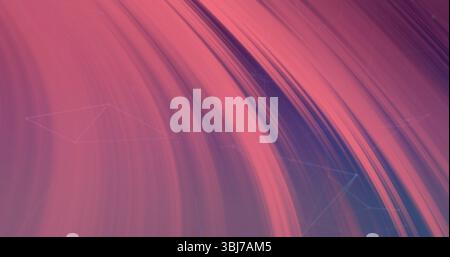 Fließende, gekrümmte Streifen, die rosafarbene violette Orangetöne in verlaufenen Polygonumrissen, die sich kreuzen, vermischen Stockfoto