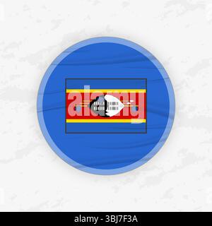 Swazi-Flagge im kreisförmigen Emblem-Design, abstrakte runde Aufkleber-Illustration. Diese hochwertige Vektorgrafik eignet sich perfekt für patriotische Designs, Stock Vektor