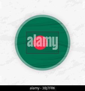 Bangladeschische Flagge in einem kreisförmigen Emblem Design, abstrakte runde Aufkleber Illustration. Diese hochwertige Vektorgrafik ist perfekt für den Einsatz in patriotischen DE Stock Vektor