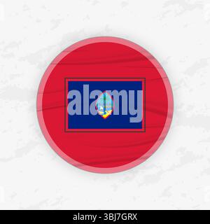 Guamaische Flagge in einem kreisförmigen Emblem Design, abstrakte runde Aufkleber Illustration. Diese hochwertige Vektorgrafik ist perfekt für den Einsatz in patriotischen Desi Stock Vektor