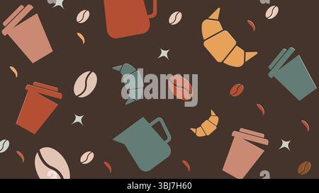 Kaffee Tassen und Croissants Hintergrund Stock Vektor