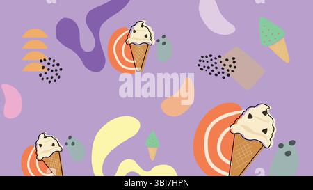 Happy Ice Cream Kegel Hintergrund Stock Vektor