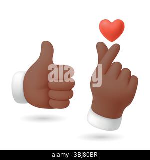 Vektor Finger Herz Hand Geste Symbol Set. Koreanisch wie Hand Geste Vektor Illustration zeigt Liebe und Wertschätzung. Niedliche Finger-Herz-Hand-Geste Stock Vektor