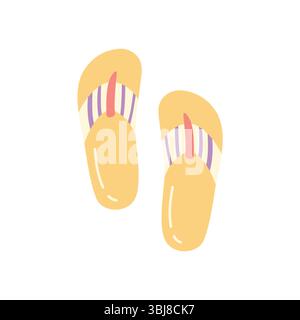 Niedliche Gelbe Flip Flops Vektor Sommer Strand Sandalen Illustration Stock Vektor