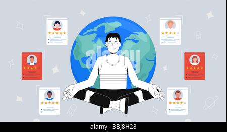 Globale Talentauswahl und 2D-Illustrationskonzept für freiberufliche Personalvermittler Stock Vektor