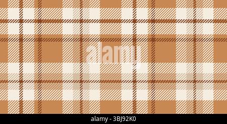 Nahtloses Karomuster in Braun, Beige und Creme mit schräg gestreiften Details. Geometrisches Textildesign für Hintergründe und Druck. Stock Vektor