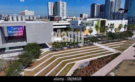 Tampa Skyline in Florida USA. Reiseziel. Touristisches Wahrzeichen. Wunderschöne Stadt Tampa in den Vereinigten Staaten. Stockfoto